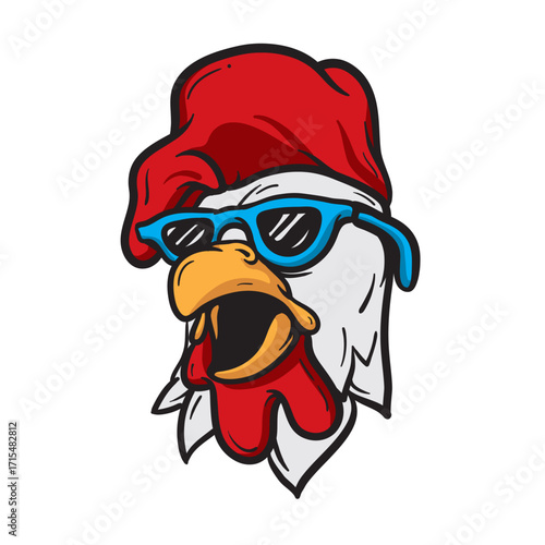 Cool Rooster Cartoon Vector Illustration