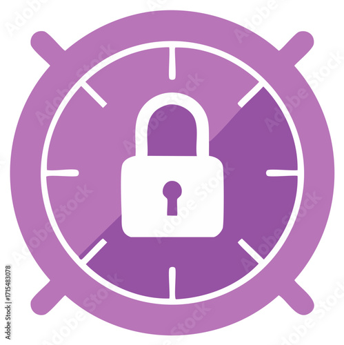 Security Alarm Clock Icon Lock Symbol Time Protection Concept