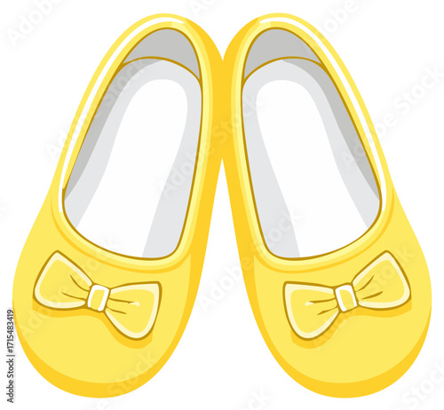 Bright yellow ballet flats with bows for children's footwear collection