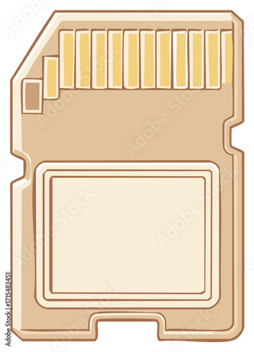 Single Micro SD card illustration with memory storage and golden connectors