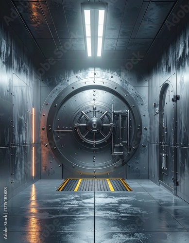 Wallpaper Mural Modern cryptocurrency cold storage vault with intricate secure door Torontodigital.ca