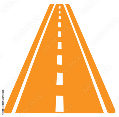 Graphic icon of an empty orange highway vanishing into the distance, symbolizing a journey, path, or future.