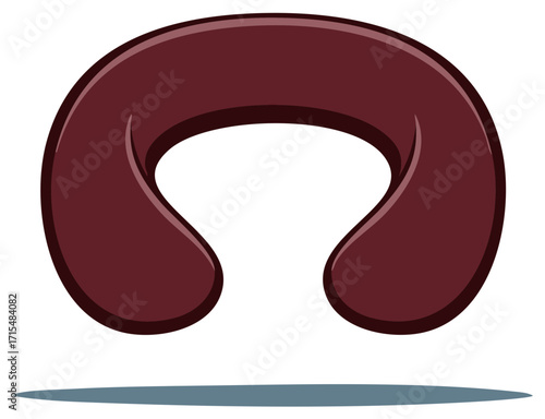 Maroon U shaped travel neck pillow for comfort and support during a journey isolated vector illustration
