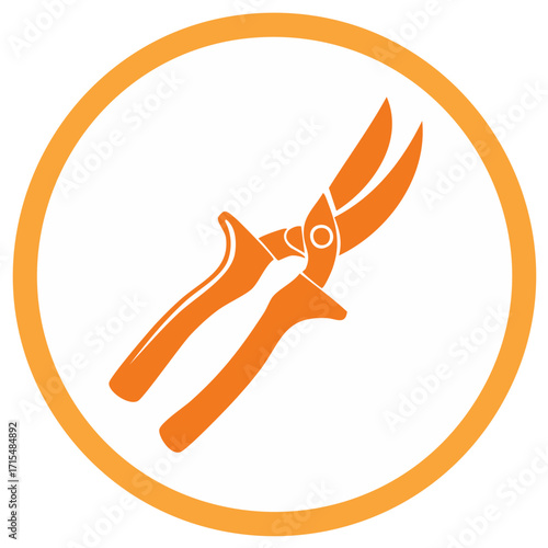 Garden pruning shears vector icon illustration. Simple flat graphic symbol of secateurs or clippers for landscaping