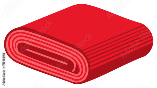 Red Fabric Roll with Layers, Fabric Bundle, Crimson Material, Solid Color Textiles