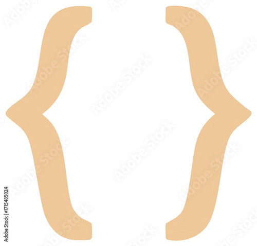 Curly Braces, Symmetrical Beige Bracket, Text Formatting, Punctuation Mark, Decorative Design Element