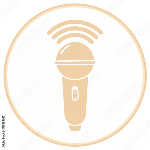 Retro microphone icon in a circle shape for broadcasting and audio recording