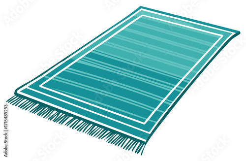 Turquoise Striped Beach Towel With Fringe