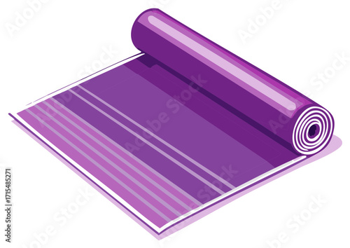 Rolled Purple Yoga Mat, Exercise Fitness, Health and Wellness Equipment
