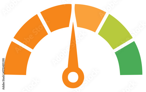 Gauge Indicator Showing Progression from Warm to Cool Tone Range Indicating Performance or Satisfaction Level