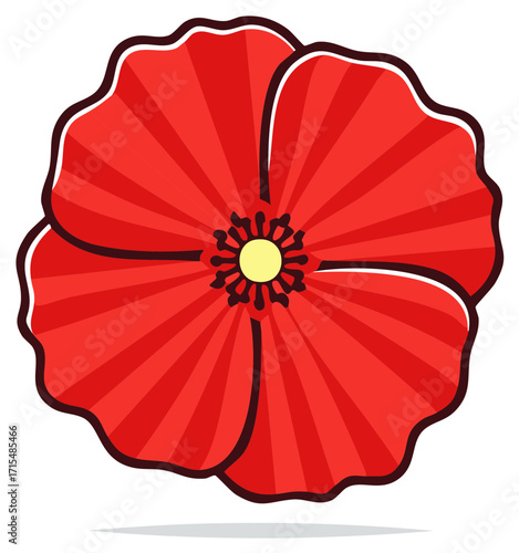 Geometric Red Poppy Flower Vector Icon Symbol of Remembrance
