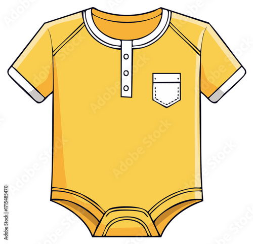 Yellow Baby Bodysuit with Pocket Illustration Cartoon Vector