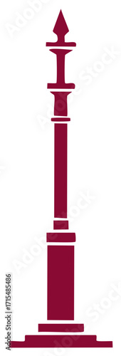 Maroon Silhouette of an Ornate Monument with a Spire