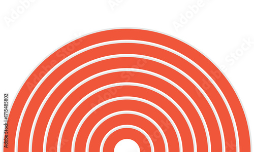 Athletics track background. Orange and white radial circle background pattern.