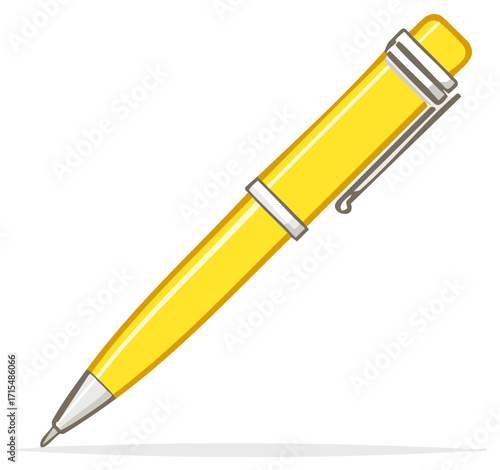 Yellow ballpoint pen vector illustration simple cartoon school and office supply icon