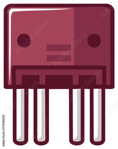 Power transistor or voltage regulator electronic component in TO-220 package vector illustration icon