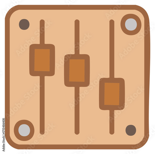 Vector illustration of an audio mixing console control panel.