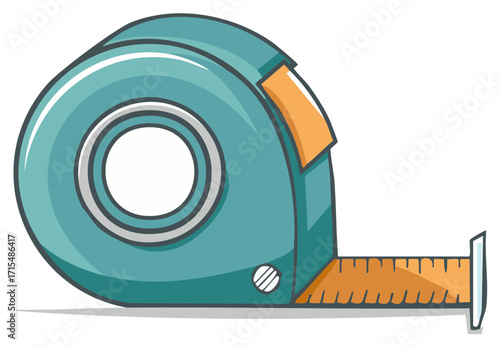 Illustration of a measuring tape with a retractable blade showing tool use