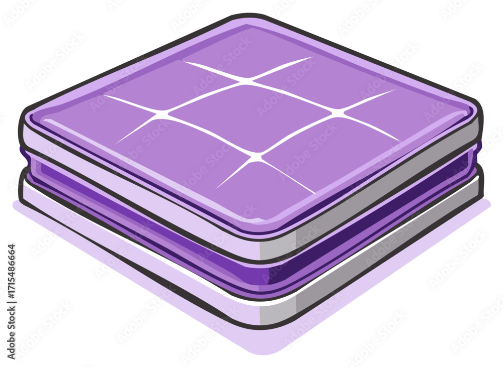 Fototapeta premium Isometric purple quilted soft cushion or mattress icon illustration