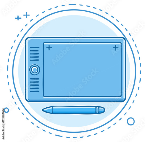 Modern digital drawing tablet and stylus for creative design and art illustration