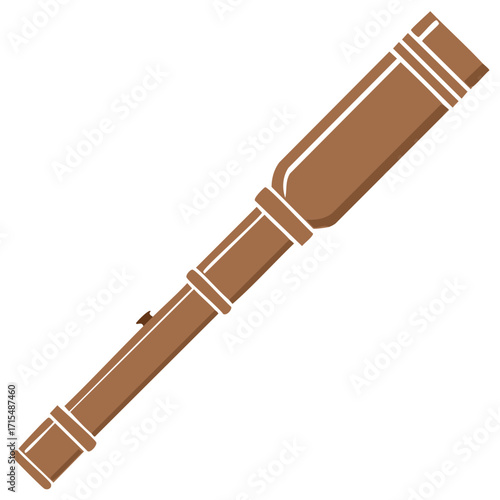 Antique spyglass telescope illustration featuring brown wood and a vintage design