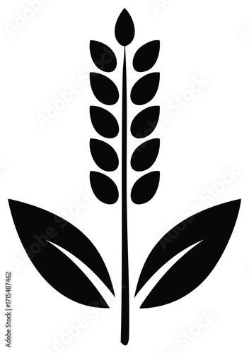 Stylized wheat plant silhouette icon for agriculture farming and natural healthy food products