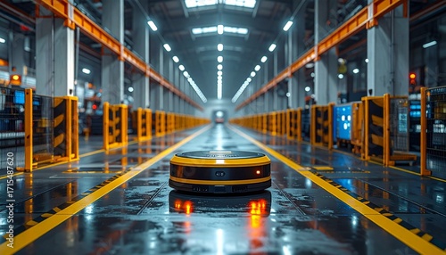 Wallpaper Mural Autonomous mobile robot navigating a modern logistics facility interio Torontodigital.ca