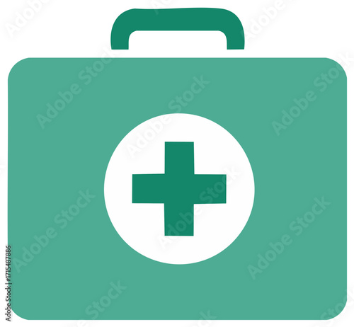 Vibrant Green First Aid Kit Icon with White Medical Cross Symbol