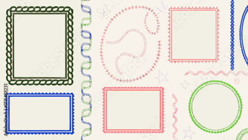 Whimsical decorative borders frames and shapes for crafts invitations scrapbooking journaling and design