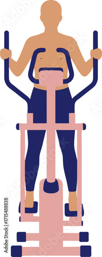 Flat Color Minimalist Elliptical Trainer Illustration for Fitness and Gym Equipment
