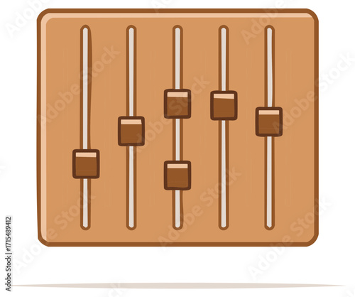 Digital graphic illustration of an audio equalizer control panel with multiple vertical faders