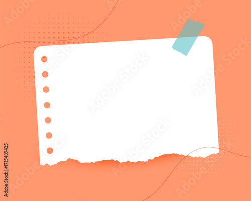 torn and blank notepad sheet layout for message or memo