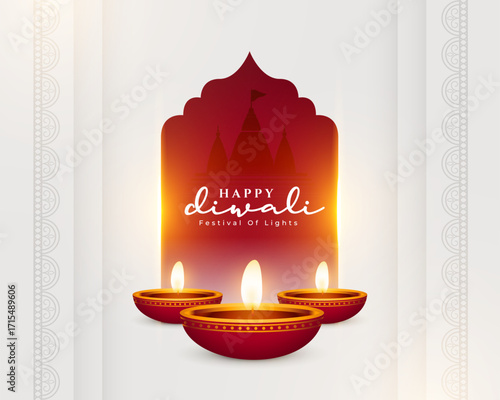 elegant happy diwali religious white background design