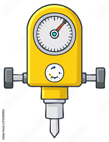 Cartoon Well Water Tester Device Gauge Measurement Tool Illustration