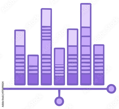 Bar Chart Timeline Illustration with Progress Indicators and Lavender Color