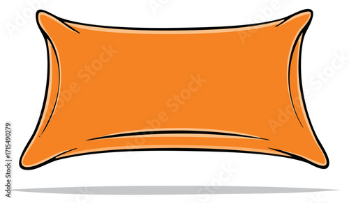 Bright orange soft rectangular cushion pillow shape vector illustration graphic design element