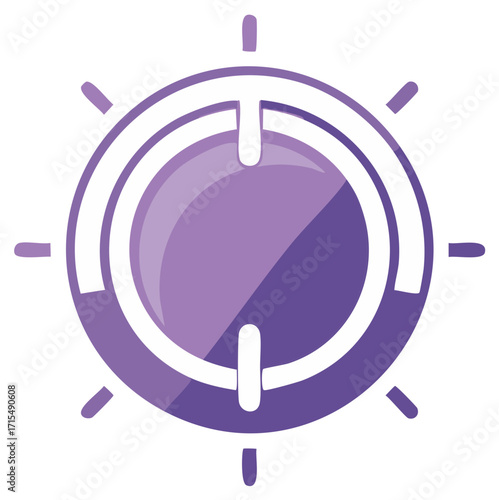 Stylized Purple Power Button Icon with Brightness and Volume Control Dial