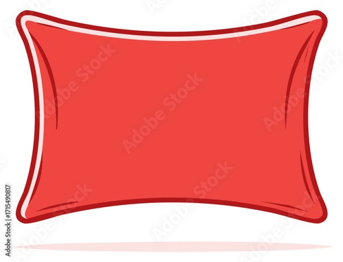 Red soft pillow for sleeping or rest cartoon style, vector illustration