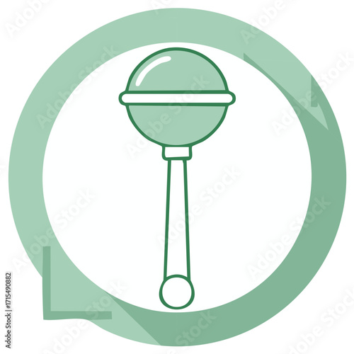Green baby rattle icon design in a circle