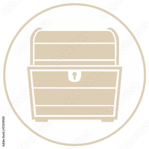 Minimalist open treasure chest icon vector symbol for wealth adventure and reward