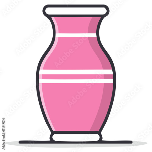 Elegant pink vase with horizontal stripes for flowers ceramic container decor