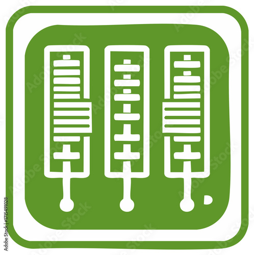 Green Icon of Three Syringes or Medical Instruments for Healthcare and Science.