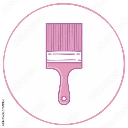Pink Paintbrush Icon Illustration within a Circle
