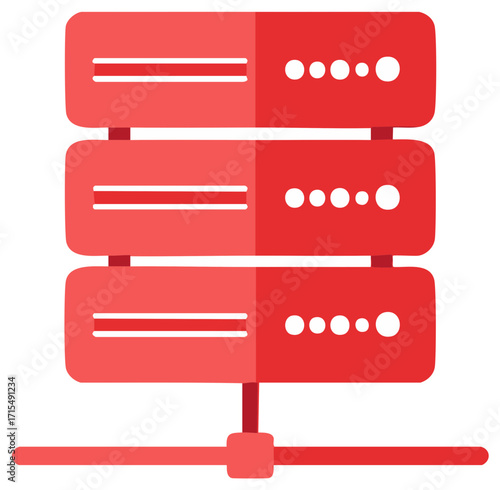 Red Server Stack Illustration Connectivity Solution Concept Network Database Web Hosting Data Storage Servers Technology