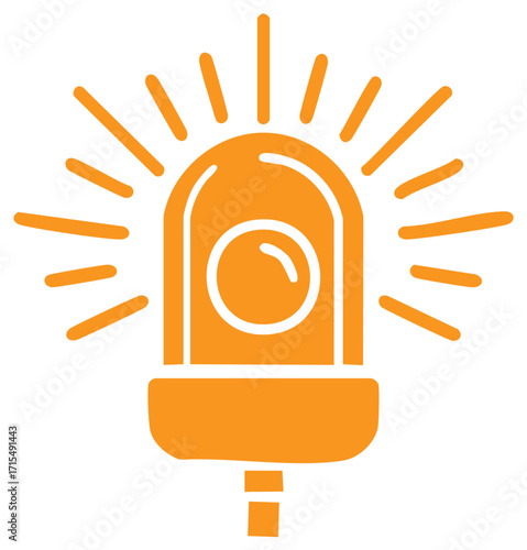 Orange emergency siren illustration isolated on white background