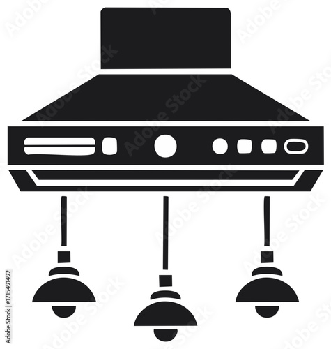 Contemporary kitchen ventilation hood with multiple pendant lamps cooking appliance design