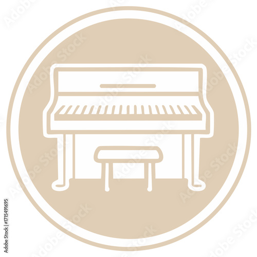 Simple Piano and Bench Line Icon Music Instrument Education Symbol Graphic Design Element