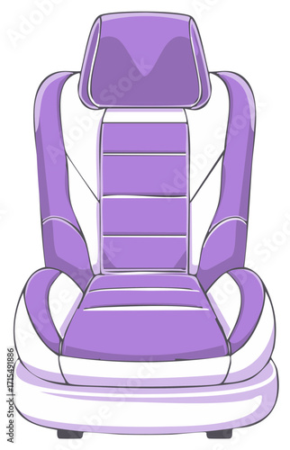Illustration of a Comfortable Purple Seat with Headrest, Armrests, and Modern Design