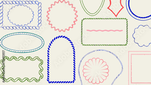 Charming hand drawn decorative frames and borders add playful style to any design project