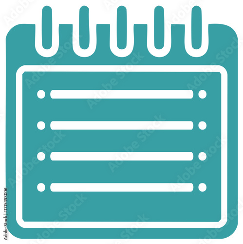 Teal checklist icon with four lines and bullet points